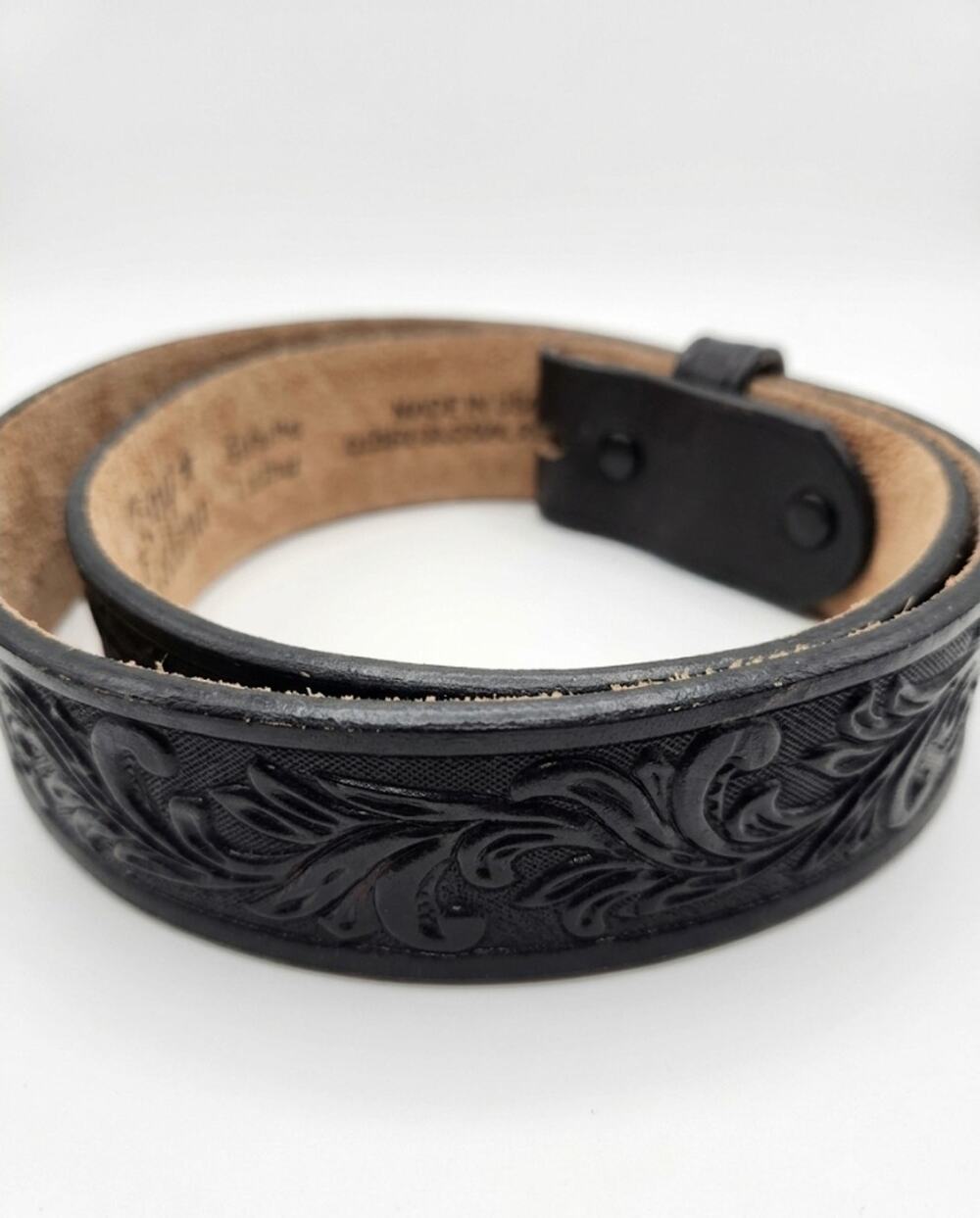 Tony Lama Kids Black Leather Belt 21 No Buckle